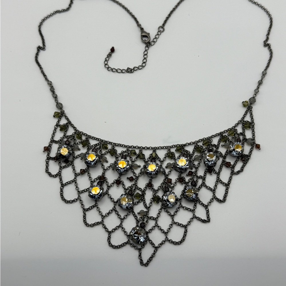 Sorrelli Elegant Antique Silver, Garnet, and Smoke Swarovski Crystal Necklace